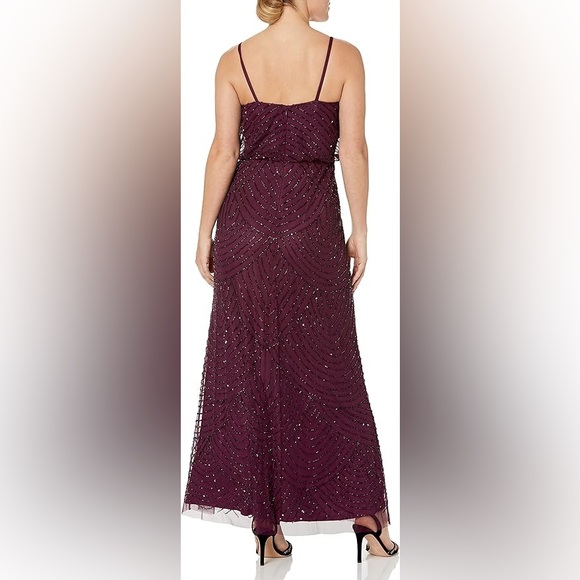 Adrianna Papell Women’s Beaded Blouson Gown in Cassis Purple (hemmed for petite) - Picture 2 of 6